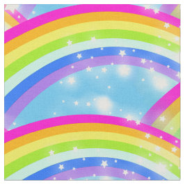 Regenboogsterren Blauwe hemel herhalen patroon Stof