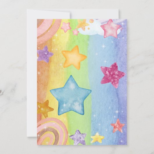 Regenboogsterren die schattige uitnodiging op de d (Achterkant)