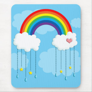 Regenboogsterren en wolkenkrabbers muismat