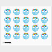 Regenboogsterren en wolkenkrabbers ronde sticker (Vel)