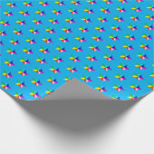 regenboogsterren op aqua inpakpapier (Hoek)
