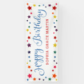 Regenboogsterren op elke kleur Happy Birthday Kind Spandoek (Verticaal)