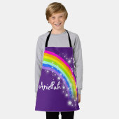 Regenboogsterren roze paarse aangepaste naam kunst schort (Gedragen)