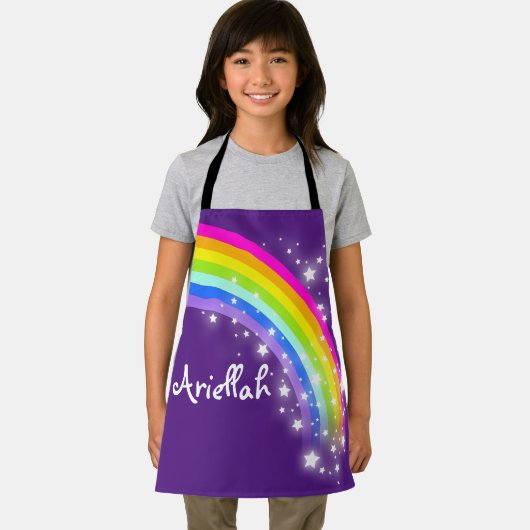 Regenboogsterren roze paarse aangepaste naam kunst schort (Insitu)