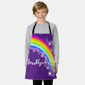 Regenboogsterren roze paarse aangepaste naam kunst schort (Gedragen)