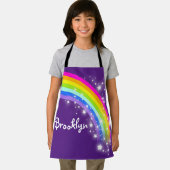 Regenboogsterren roze paarse aangepaste naam kunst schort (Insitu)