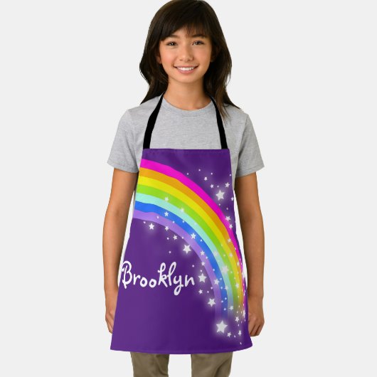 Regenboogsterren roze paarse aangepaste naam kunst schort (Insitu)