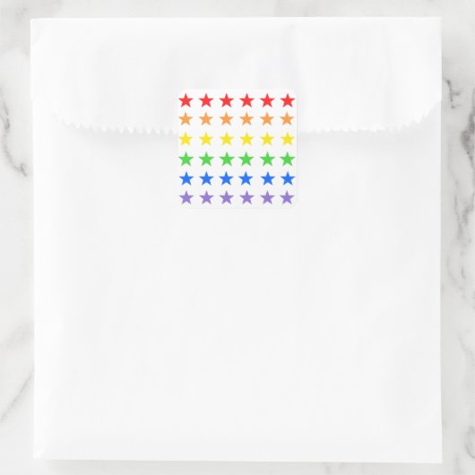 Regenboogsterren Vierkante Sticker (Tas)