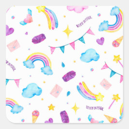 RegenboogSticker - Geloof in Majic Vierkante Sticker