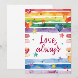 Regenboogsticker 'Liefde Altijd', Waterverf Hart Kaart