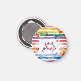 Regenboogsticker 'Liefde Altijd', Waterverf Hart Magneet