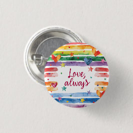 Regenboogsticker 'Liefde Altijd', Waterverf Hart Ronde Button 3,2 Cm