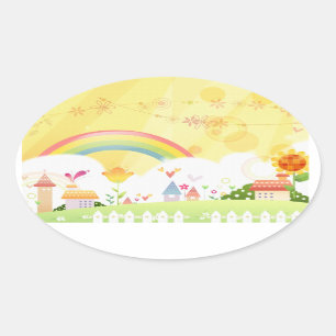 regenboogstickers ovale sticker