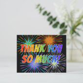 Regenboogstijl "DANK JE WEL HEEL ERG!", Vuurwerk U Briefkaart (Staand voorkant)