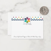 regenboogStippen Floral Notitiekaartje (Voorkant / Achterkant in situ)