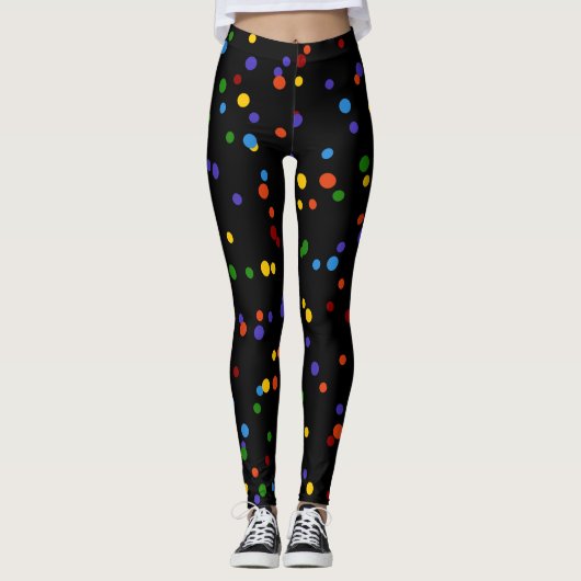 RegenboogStippen Meerkleurige Poolse Confetti Leggings (Voorkant)