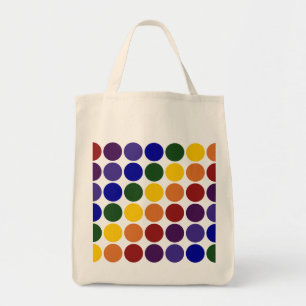 Regenboogstippen op grijs tote bag