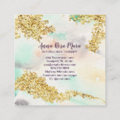 *~* Regenboogstraal Waterverf Glitter Goud Vierkante Visitekaartje (Achterkant)