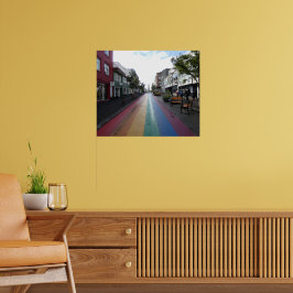 Regenboogstraat in Reykjavík IJsland Poster