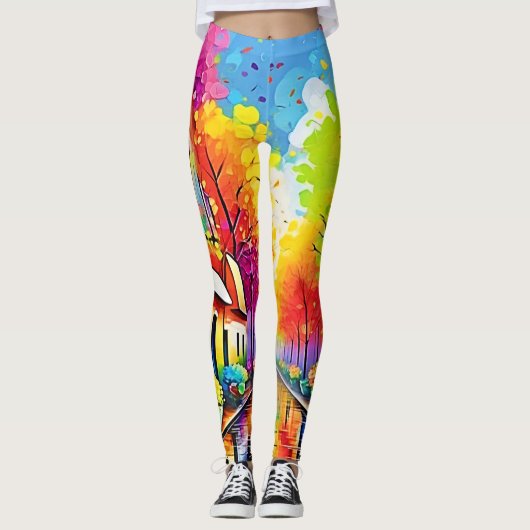 Regenboogstraat: Levendige stad Leggings (Voorkant)