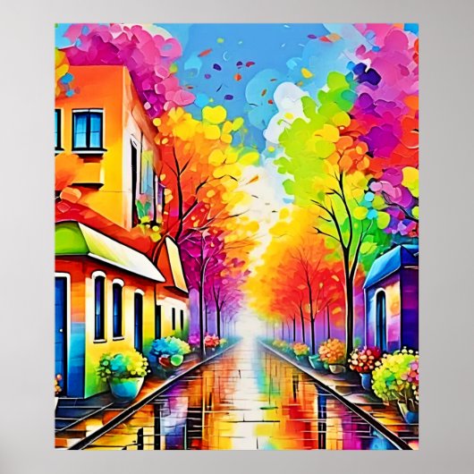 Regenboogstraat: Levendige stad Poster (Voorkant)