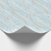 Regenboogstralen met witte wolken in de blauwe hem cadeaupapier (Hoek)