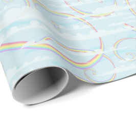 Regenboogstralen met witte wolken in de blauwe hem cadeaupapier