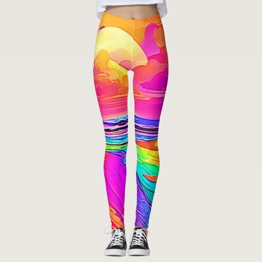 Regenboogstrand: Cartoon Fun Leggings (Voorkant)