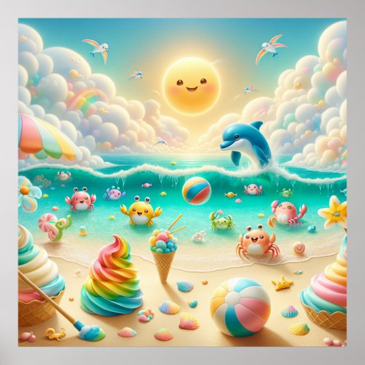 Regenboogstrand Nursery Poster (Voorkant)