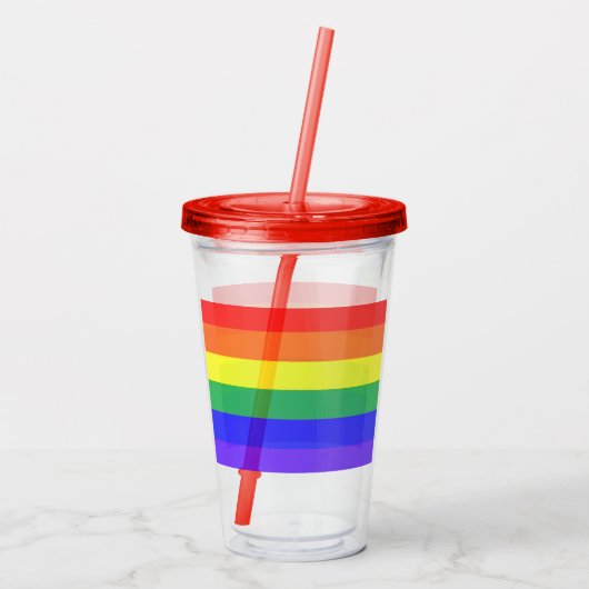 Regenboogstreep Acryl Drinkbeker (Achterkant)