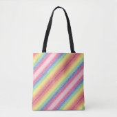 Regenboogstreep met gekrulde wijnstokpatroon retro tote bag (Voorkant)