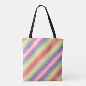 Regenboogstreep met gekrulde wijnstokpatroon retro tote bag (Achterkant)