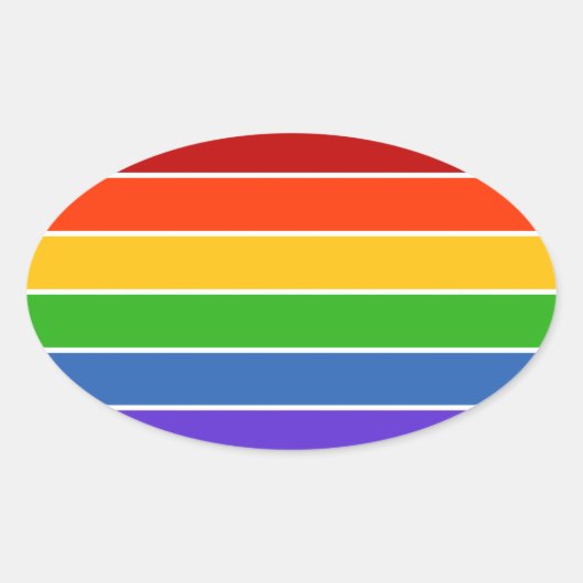 Regenboogstreep Ovale Sticker (Voorkant)