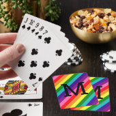 Regenboogstreep Zwarte Monogram Initiaal Pokerkaarten (Insitu)