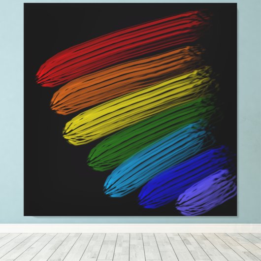 Regenboogstrepen Canvas Afdruk (Insitu (Houten vloer))