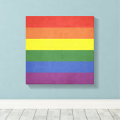 Regenboogstrepen Canvas Afdruk (Insitu (Houten vloer))