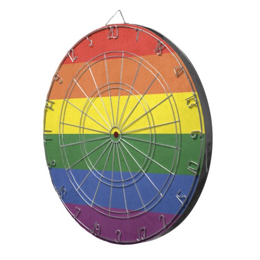 Regenboogstrepen Dartbord (Voorkant Rechts)