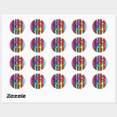 Regenboogstrepen en ronde sticker met brillen (Vel)