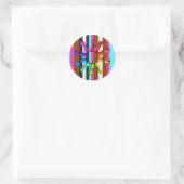 Regenboogstrepen en ronde sticker met brillen (Tas)