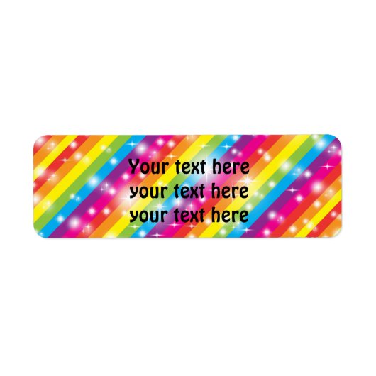 Regenboogstrepen Glitter Adreslabels Etiket (Voorkant)