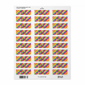 Regenboogstrepen Glitter Adreslabels Etiket (Full Sheet)