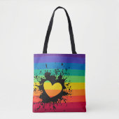 Regenboogstrepen, hartspatten LGBT Tote Bag (Voorkant)