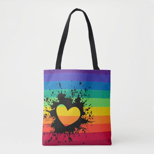 Regenboogstrepen, hartspatten LGBT Tote Bag (Voorkant)