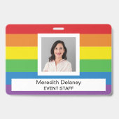 Regenboogstrepen Personeel Medewerkers Foto Event Badge (Voorzijde)