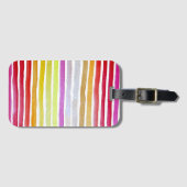 Regenboogstrepen schattige waterverf bagagelabel (Voorkant (horizontaal))