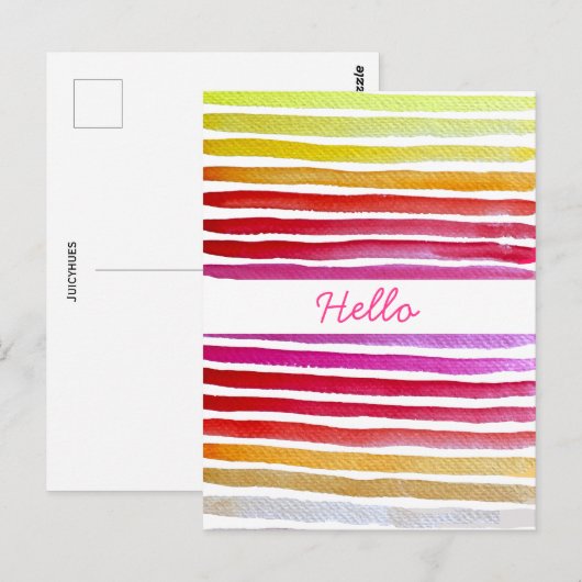 Regenboogstrepen schattige waterverf briefkaart (Voorkant / Achterkant)