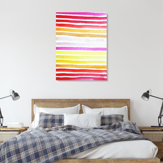 Regenboogstrepen schattige waterverf canvas afdruk (Insitu (Slaapkamer))
