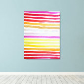 Regenboogstrepen schattige waterverf canvas afdruk (Insitu (Houten vloer))