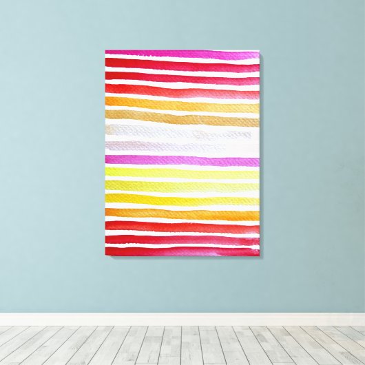 Regenboogstrepen schattige waterverf canvas afdruk (Insitu (Houten vloer))