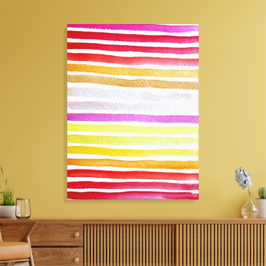 Regenboogstrepen schattige waterverf canvas afdruk (Insitu (Woonkamer))